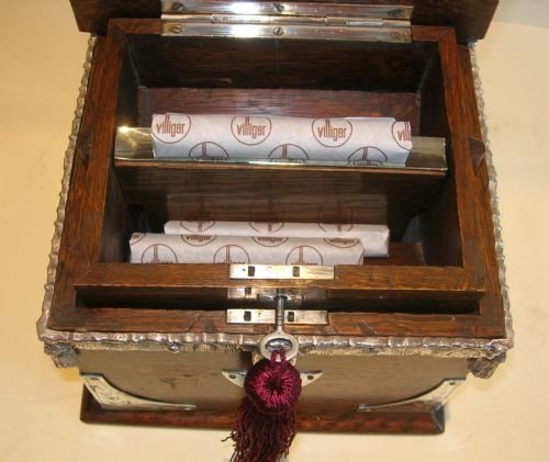 fig 2. Unusual Victorian Oak Cigar Humidor / Mechanical Dispenser c.1890