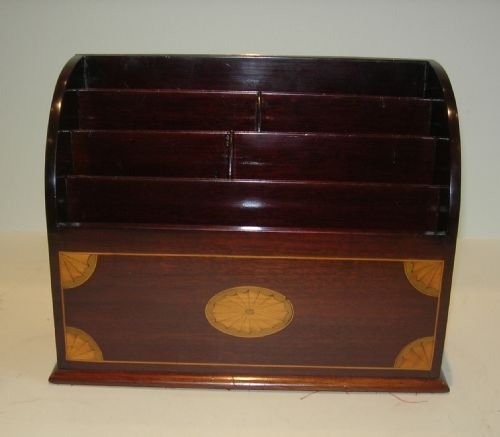 Handsome Fan-inlaid Mahogany Letter or Stationery Caddy C.1900