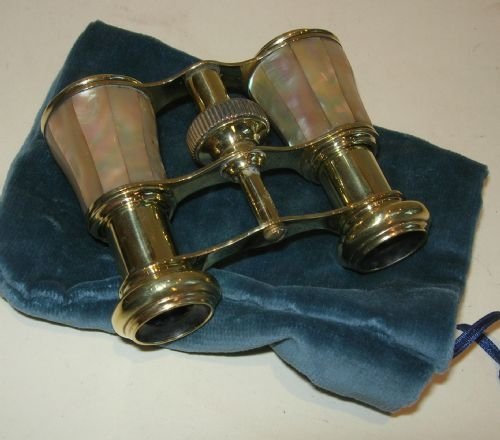 Handsome French Polished Brass & Mother of Pearl Opera Glasses
