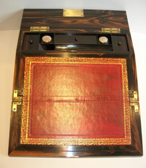 fig 1. Rare & Exquisite Coromandel Lap Desk with Secret Drawers - Intricate Inlay c.1850