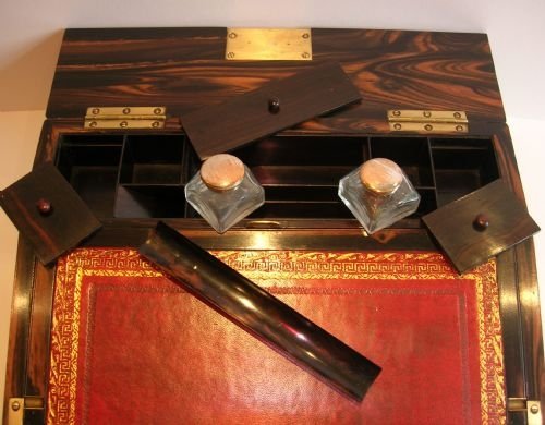 fig 2. Rare & Exquisite Coromandel Lap Desk with Secret Drawers - Intricate Inlay c.1850