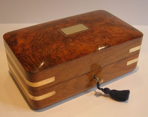 Gentleman's Antique Brass Bound Walnut Military / Campaign Box C.1850