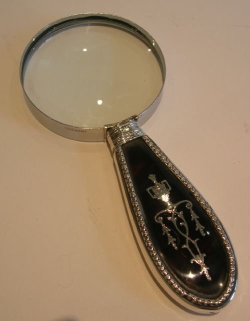 Handsome Magnifying Glass in Sterling Silver and Tortoiseshell - 1903
