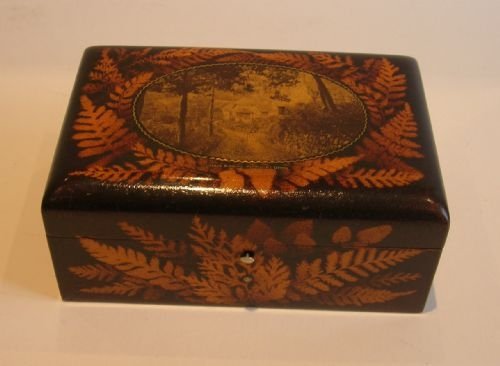 Antique Mauchline Fern Ware Jewelry Box C.1880