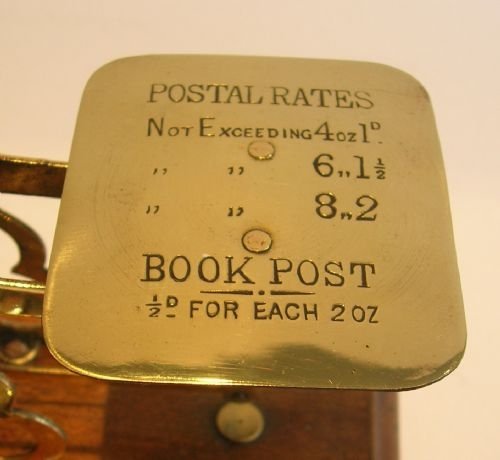 fig 1. Antique English Wooden & Polished Brass Postal / Letter Scale c.1900