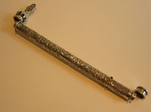Rare Antique Sterling Silver Sealing Wax Holder & Vesta by Samuel Jacobs - 1900