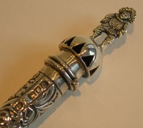 fig 1. Rare Antique Sterling Silver Sealing Wax Holder & Vesta by Samuel Jacobs - 1900