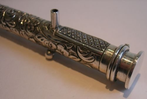 fig 2. Rare Antique Sterling Silver Sealing Wax Holder & Vesta by Samuel Jacobs - 1900