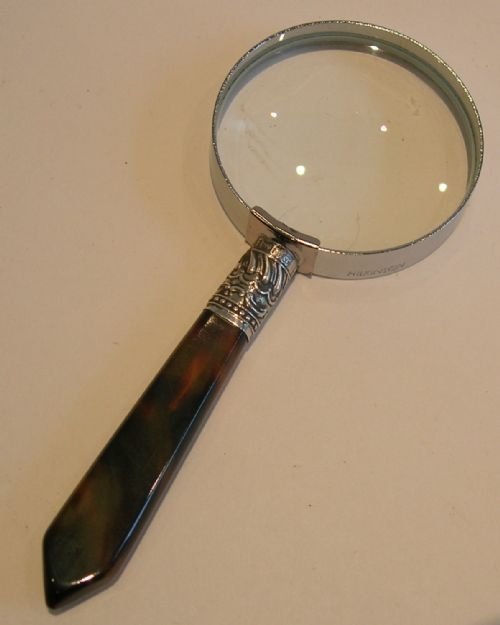 Charming Tortoise Shell & English Sterling Silver Handled Magnifying Glass - 1911