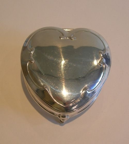Antique English Heart Shaped Jewelry / Trinket Box - Chester 1906