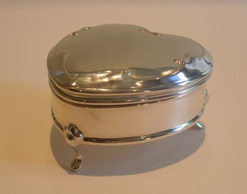 fig 1. Antique English Heart Shaped Jewelry / Trinket Box - Chester 1906