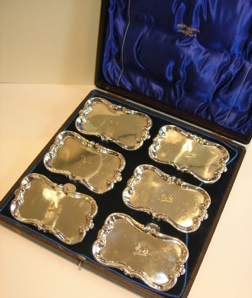 Rare Set Six Silver Plated Plate Rests by Walker & Hall C.1890