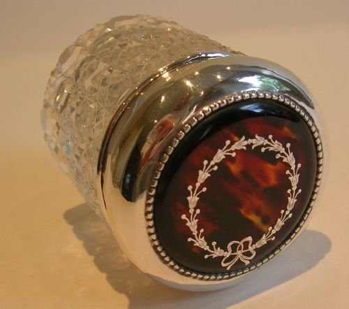 Antique Vanity Jar - Sterling Silver & Tortoise Shell Lid - 1910