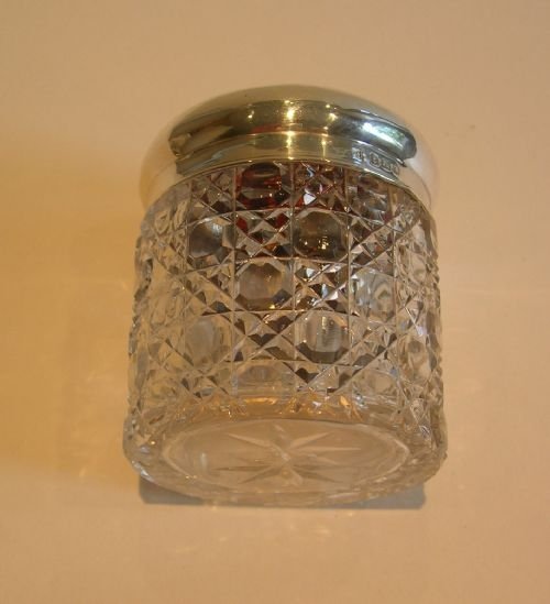 fig 1. Antique Vanity Jar - Sterling Silver & Tortoise Shell Lid - 1910