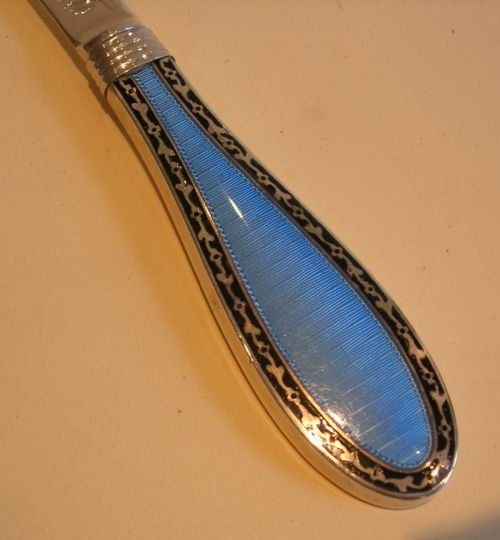 fig 1. English Sterling Silver and Enamel Letter Opener - Sheffield 1898