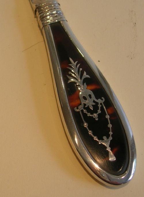 fig 1. Antique Sterling Silver and Tortoise Shell Letter Opener - Pique Inlay