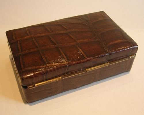 fig 1. Antique English Crocodile Clad Jewelry Box c.1890