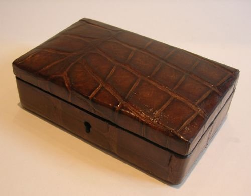 Antique English Crocodile Clad Jewelry Box C.1890