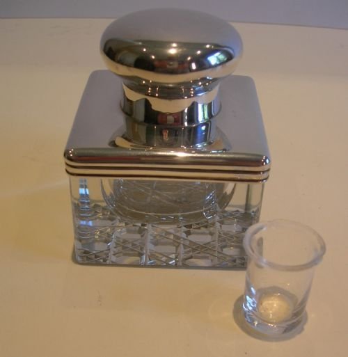 fig 1. Large Crystal and Sterling Silver Inkwell - Birmingham 1905
