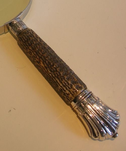 fig 1.
Huge Antler Horn Handled Magnifying Glass - English Sterling Silver Fittings