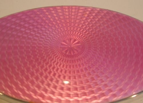 fig 1. Exquisite English Sterling Silver & Pink Guilloche Enamel Jewelry Box