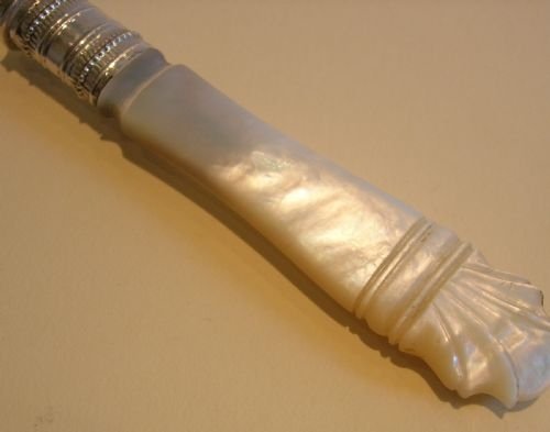 fig 1. Antique English Sterling Silver & Mother of Pearl Cake or Desert Forks