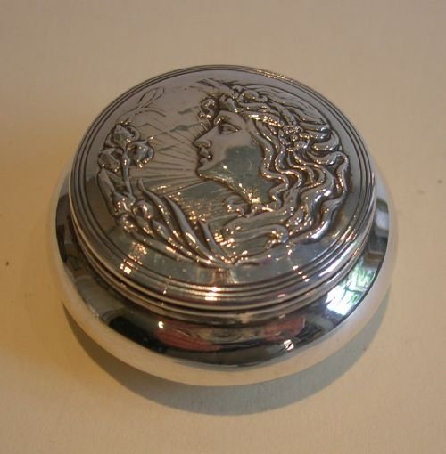 Antique Art Nouveau Pill Box - Sterling Silver, Birmingham 1902