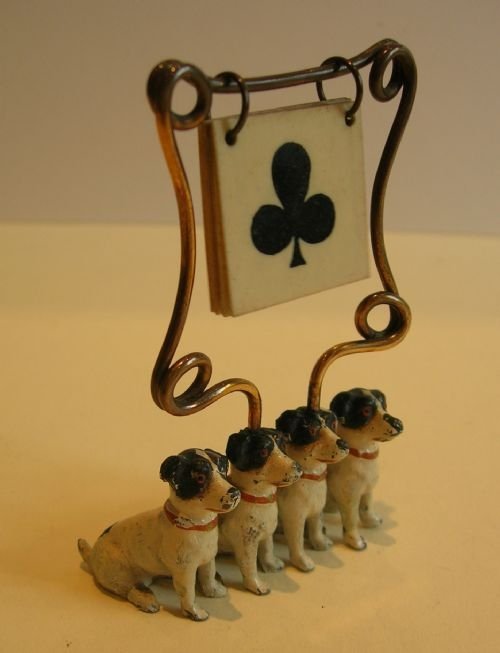 Wonderful Antique Figural Trumps Marker - Dogs - Four Jack Russell's C.1910