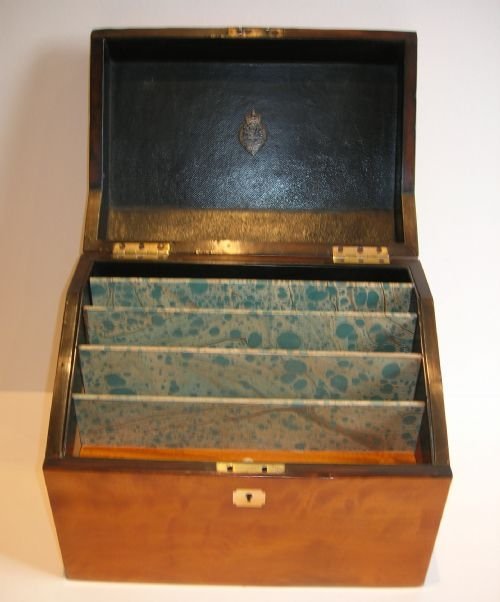 fig 1. Fabulous Antique English Satinwood Stationery Box By Asprey, London c.1860