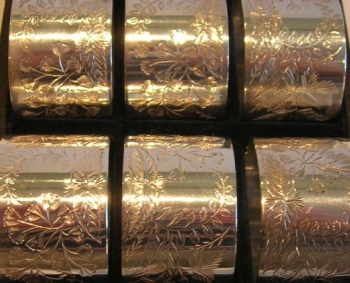 fig 1. English Victorian Set Six Fern Engraved Napkin Rings In Silverplate c.1860