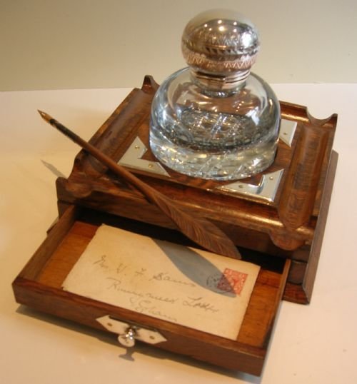 Magnificent & Huge Partner's Desk Inkstand / Inkwell - Betjemann's