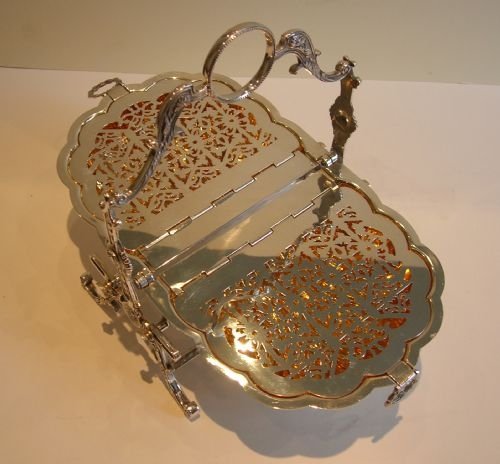 fig 1. Magnificent Shell Shaped Folding Biscuit Box - Gilded interior c.1880