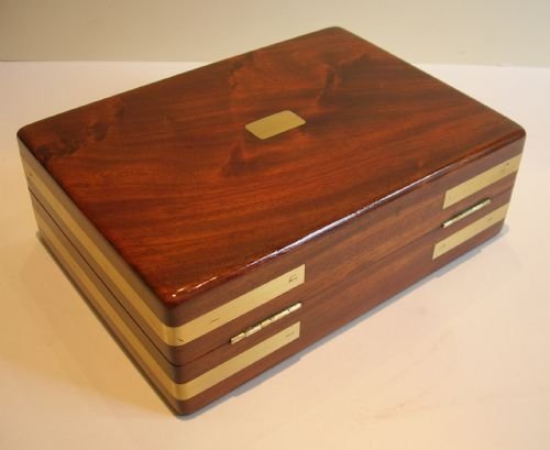 fig 1. Antique English Military Style Brass Bound Table or Desk Box c.1840