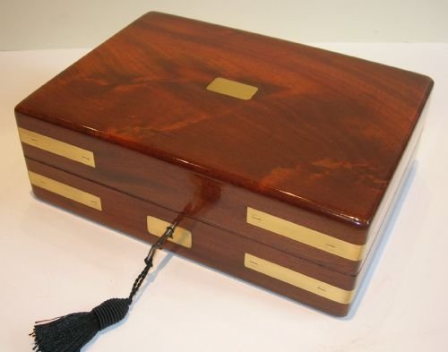 Antique English Military Style Brass Bound Table or Desk Box C.1840