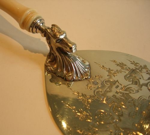 fig 1. Large Ivory Handled Presentation Trowel - Horse's Head - Dated 1856