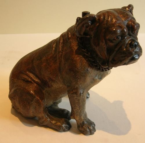 Large Antique Figural Table Lighter - Dog - Bulldog C.1910