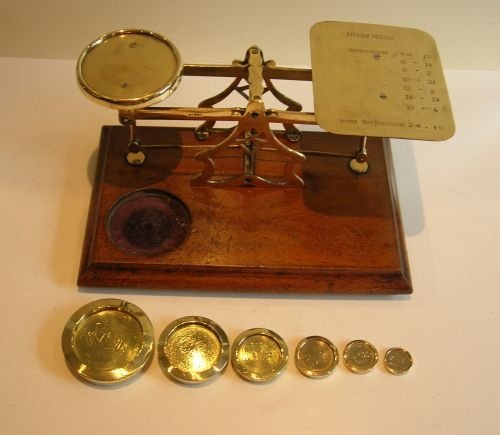 fig 2. Large Antique Avery Mahogany & Brass Letter / Parcel Scale c.1900