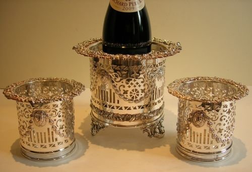 Wonderful Set Three Antique English Wine or Champagne Bottle Holders C.1880