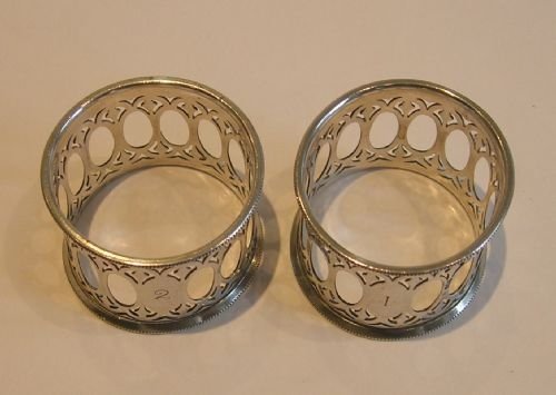 fig 1. Beautiful Antique English Sterling Silver Napkin Rings - Birmingham 1912