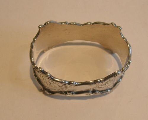 fig 1. Highly Decorative Antique English Sterling Silver Napkin Ring - Edwardian