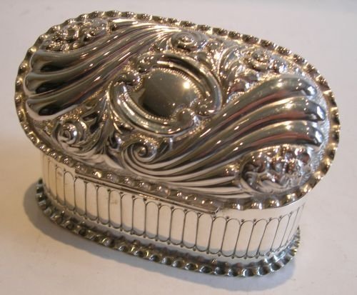 Beautiful English Victorian Sterling Silver Trinket Box - Gilded Interior