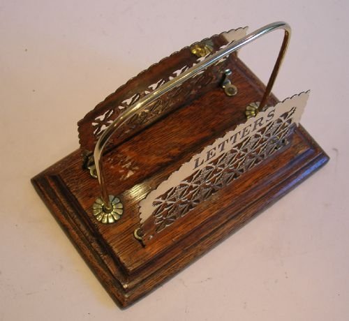 fig 1. English Victorian Oak & Brass Letter Rack or Holder c.1880
