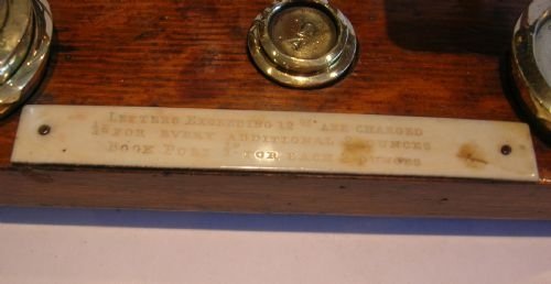 fig 1. Antique English Oak & Brass Postal / Letter Scales c.1890