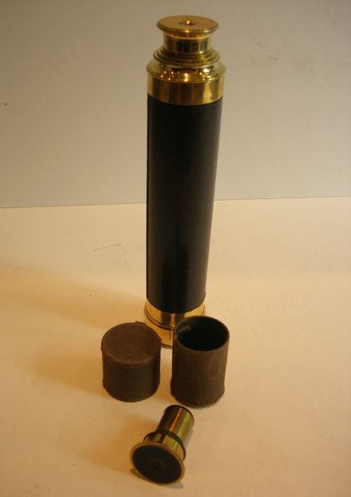 Large Victorian Three Drawer Telescope with Cased Sun Eyepiece C.1860