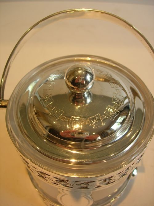 fig 1. Antique English Silver Plate & Glass Preserve Jar by Martin Hall & Co. c.1860