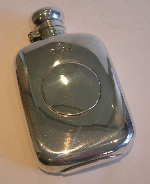 Small Antique English Sterling Silver Hip Flask - Birmingham 1901