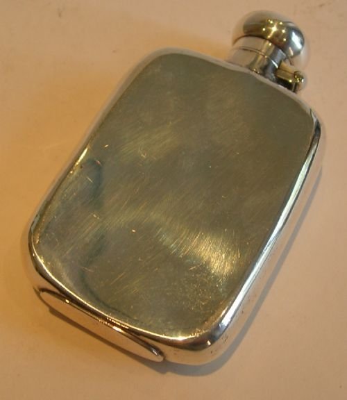 fig 1. Small Antique English Sterling Silver Hip Flask - Birmingham 1901