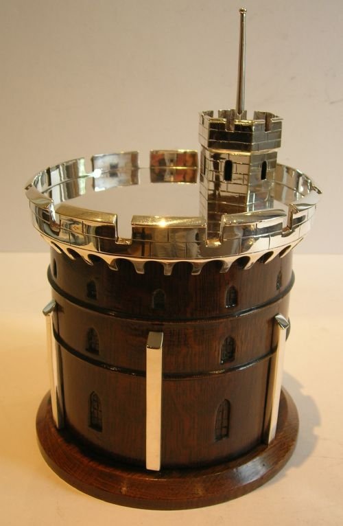 Rare & Magnificent Figural Antique English Biscuit Box - Castle