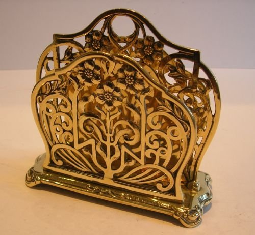 Fabulous Antique English Art Nouveau Letter Rack or Holder - Sunflowers