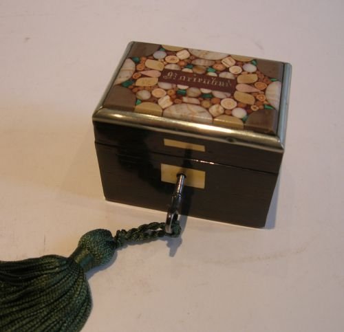Wonderful Antique Miniature Tea Caddy C.1880 - Austrian Pietra Dura - Marienbad